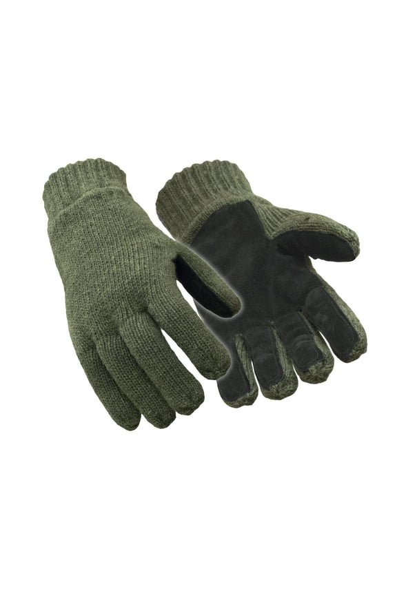 Insulated Wool Leather Palm Glove - Extreme Cold Protection, Durable Leather Palm, Fleece Lining