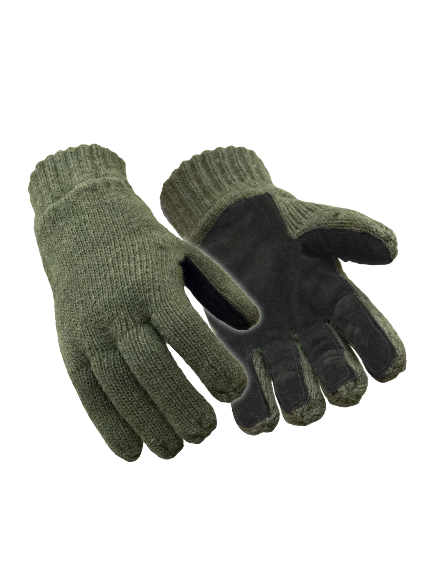 RefrigiWear Fleece Lined Insulated Ragg Wool Gloves with Leather Palm