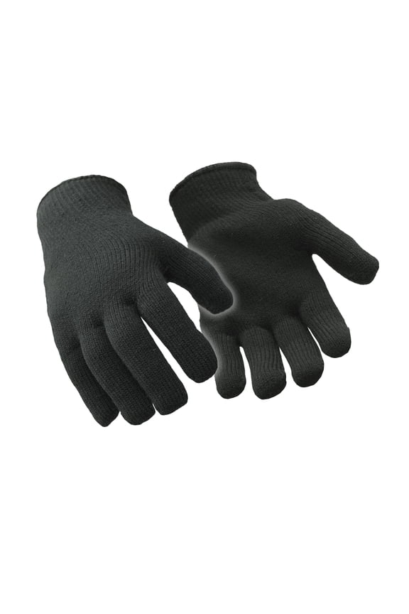 Heavyweight Knit Glove Liner - Warm Brushed Acrylic Terry, Winter Workwear Insulation, Black, Sold by Dozen