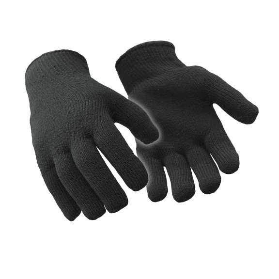RefrigiWear Heavyweight Knit Glove Liner - Warm Brushed Acrylic Terry, Winter Workwear Insulation, Black, Sold by Dozen