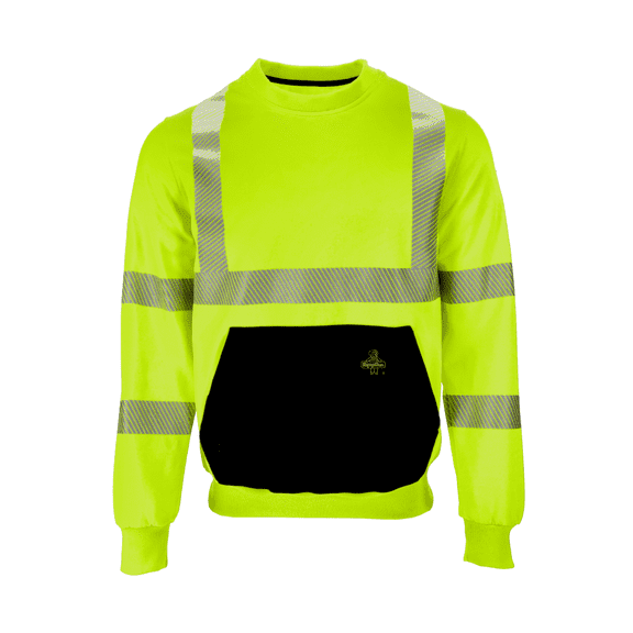 RefrigiWear HiVis Crewneck Sweatshirt - High Visibility Work Pullover, Warm Safety Sweatshirt for Outdoor Jobs