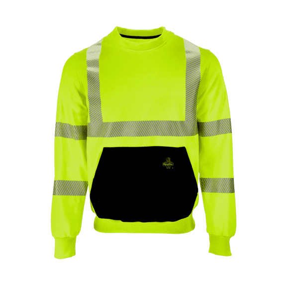 RefrigiWear HiVis Crewneck Sweatshirt - High Visibility Work Pullover, Warm Safety Sweatshirt for Outdoor Jobs