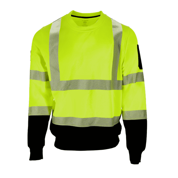 RefrigiWear HiVis Crewneck Sweatshirt with Reflective Tape - High Visibility Safety Pullover, Warm Workwear for Night Visibility