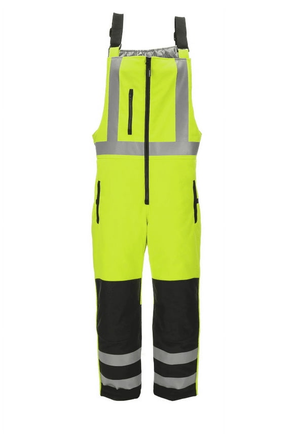 HiVis Insulated Softshell High Bib Overalls - Reflective, Water-Resistant, 30°F Comfort Rating, Durable High-Visibility Workwear