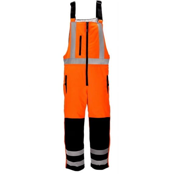 RefrigiWear HiVis Insulated Softshell High Bib Overalls - Reflective, Water-Resistant, 30°F Comfort Rating, Durable High-Visibility Workwear