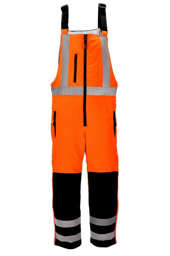 HiVis Insulated Softshell High Bib Overalls - Reflective, Water-Resistant, 30°F Comfort Rating, Durable High-Visibility Workwear