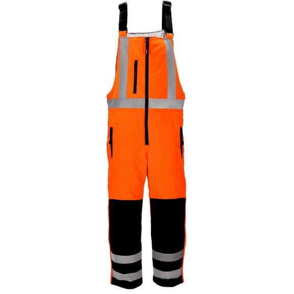 RefrigiWear HiVis Insulated Softshell High Bib Overalls - Reflective, Water-Resistant, 30°F Comfort Rating, Durable High-Visibility Workwear