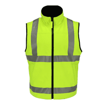 RefrigiWear Hi Vis Reversible Softshell Safety Vest - ANSI Class 2 High Visibility Lime with Reflective Tape, Small