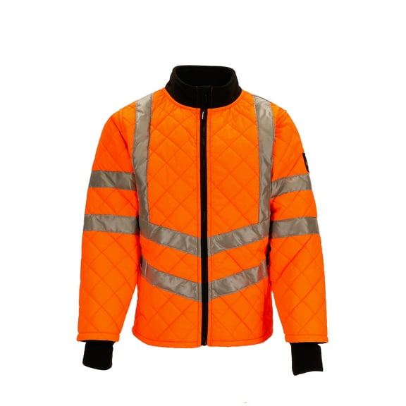 RefrigiWear HiVis Diamond Quilted Jacket - High-Visibility Insulated Work Jacket, Reflective Safety Outerwear, Warm & Durable