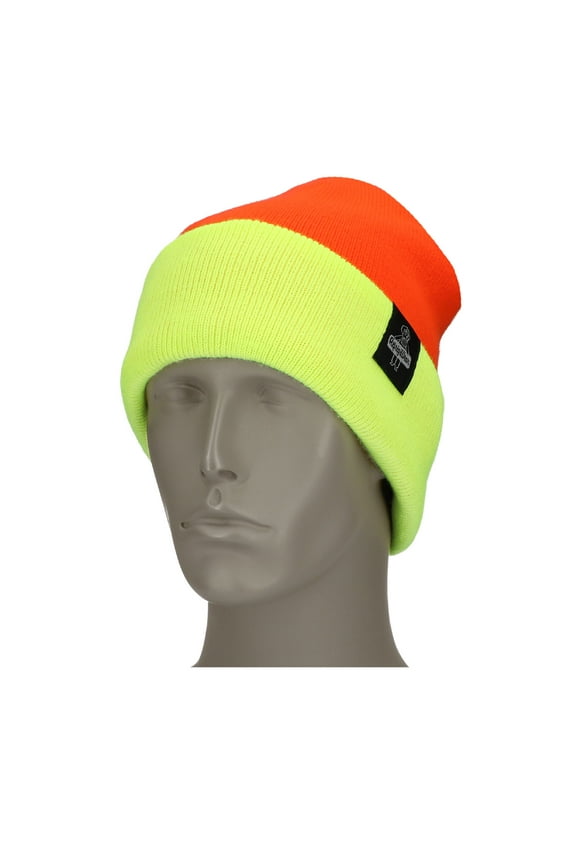 HiVis Reversible Knit Cap - High Visibility Safety Beanie with Dual-Side Warmth