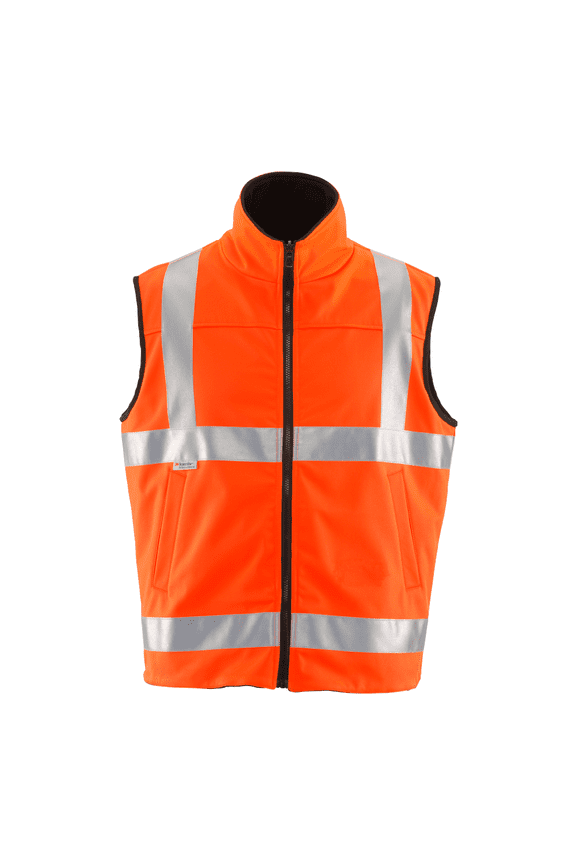 Hi Vis Reversible Softshell Vest - Water-Resistant, Insulated, High-Visibility Safety Work Gear