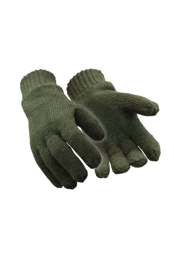 Unisex's Fleece Lined Insulated Wool Gloves, Green - Large