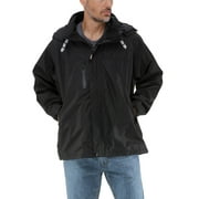 RefrigiWear Lightweight Rain Jacket - Waterproof Raincoat with Detachable Hood (Black, 4XL)