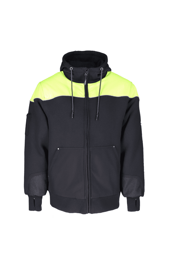 Freezer Edge Hooded Sweatshirt - Men's Insulated Zip-Up Hoodie, HiVis, -30°F Warmth, Durable Fleece Workwear