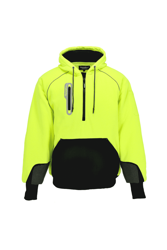 Men's HiVis PolarForce Pullover Sweatshirt - High Visibility Insulated Hoodie with Kangaroo Pocket