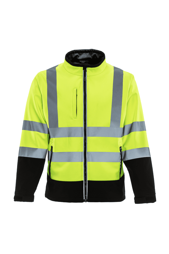 Men's Hi Vis Softshell Jacket - High Visibility, Warm, Flexible Workwear