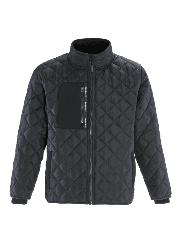 RefrigiWear Men's Insulated Diamond Quilted Jacket with Fleece Lined Collar (Black, 5XL)