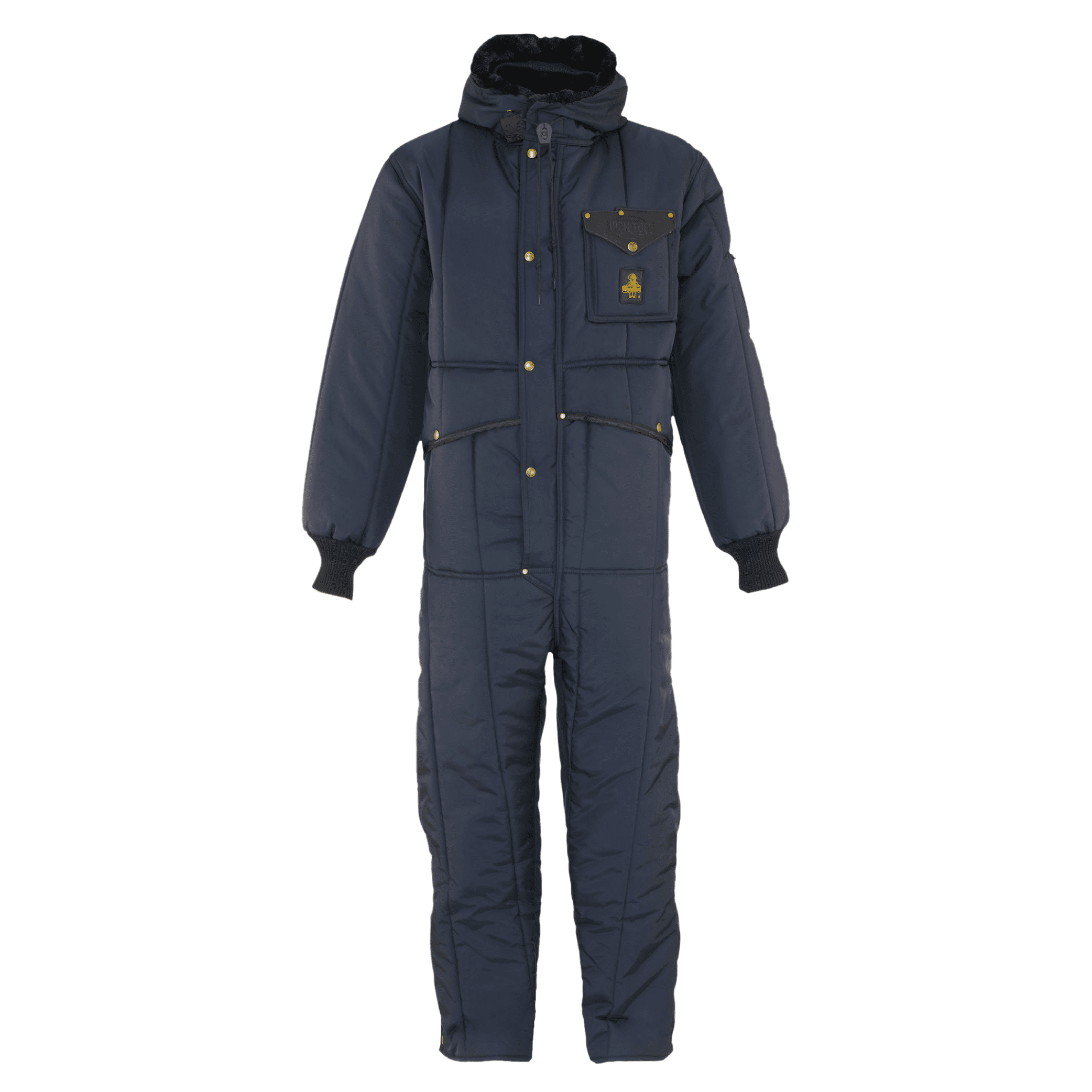 RefrigiWear Men s Waterproof Iron Tuff Insulated Coveralls with Hood 50F Protection Navy Medium Walmart