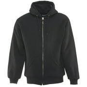 RefrigiWear Men's Jersey Lined Quilted Insulated Sweatshirt Hoodie (Black, X-Large)