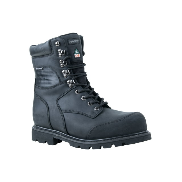 RefrigiWear Men's Platinum Leather Warm Insulated Waterproof Non-Slip Work Boots (Black, Size 11 US)