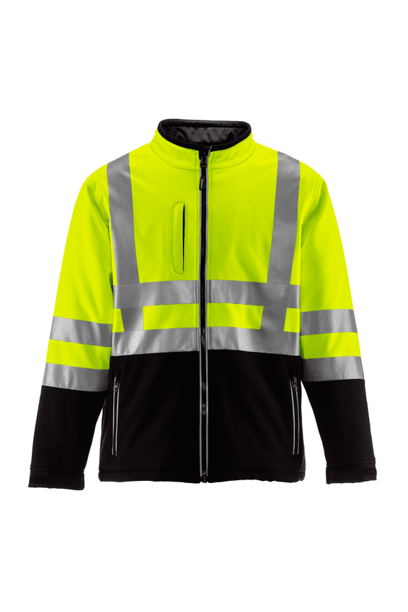 HiVis Insulated Softshell Jacket - High-Visibility, Warm Work Coat, Water-Repellent, Windproof, Reflective Safety Gear