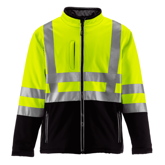 RefrigiWear HiVis Insulated Softshell Jacket - High-Visibility, Warm Work Coat, Water-Repellent, Windproof, Reflective Safety Gear