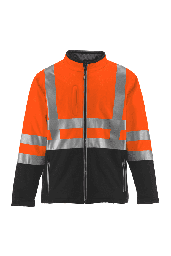 HiVis Insulated Softshell Jacket - High-Visibility, Warm Work Coat, Water-Repellent, Windproof, Reflective Safety Gear
