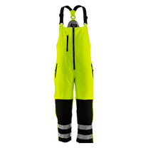 RefrigiWear HiVis Insulated Softshell Bib Overalls - ANSI Class E, -20°F Comfort, Durable, Water-Repellent, High-Visibility Workwear