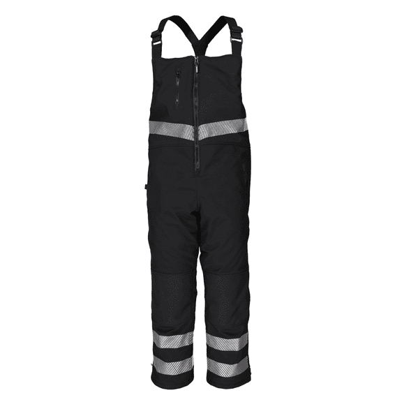 RefrigiWear Insulated Softshell Enhanced Visibility Bib Overalls - Hi-Vis, Water-Resistant, 30°F Comfort Rating, Durable Cold Weather Workwear
