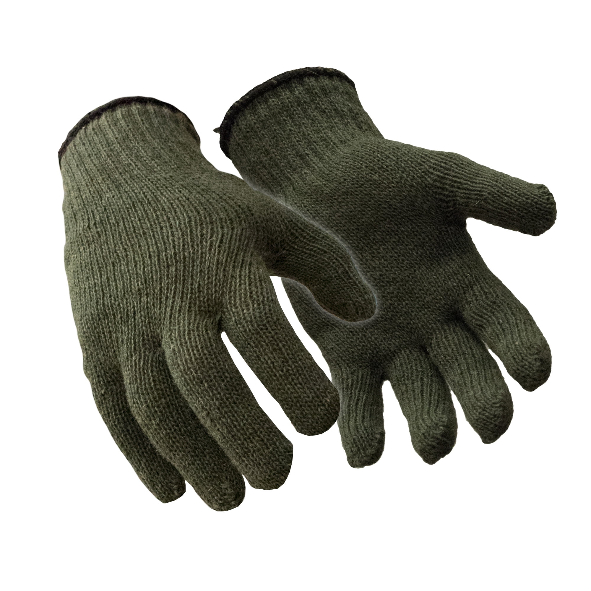 RefrigiWear Military Style Ragg Wool Glove Liners Green (Pack of 12