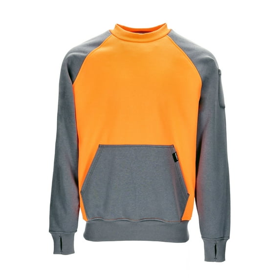 RefrigiWear Two-Tone HiVis Crewneck Sweatshirt - High Visibility Safety Pullover with Contrast Design