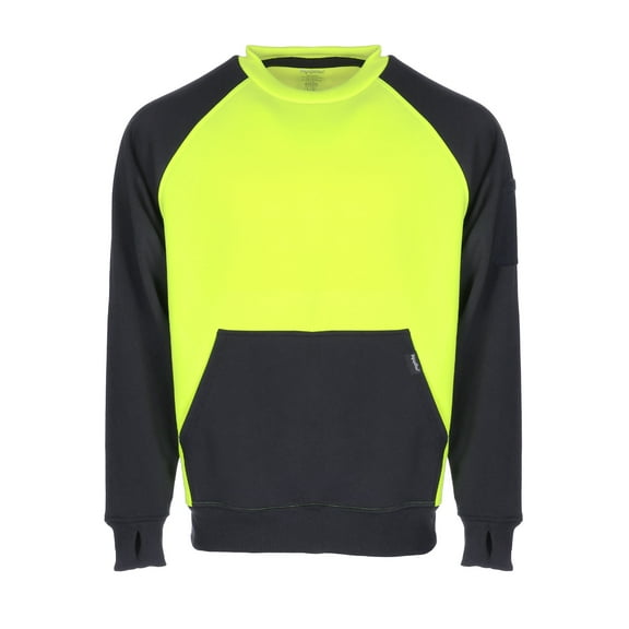RefrigiWear Two-Tone HiVis Crewneck Sweatshirt - High Visibility Safety Pullover with Contrast Design
