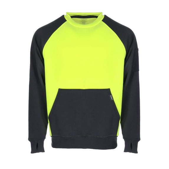 RefrigiWear Two-Tone HiVis Crewneck Sweatshirt - High Visibility Safety Pullover with Contrast Design