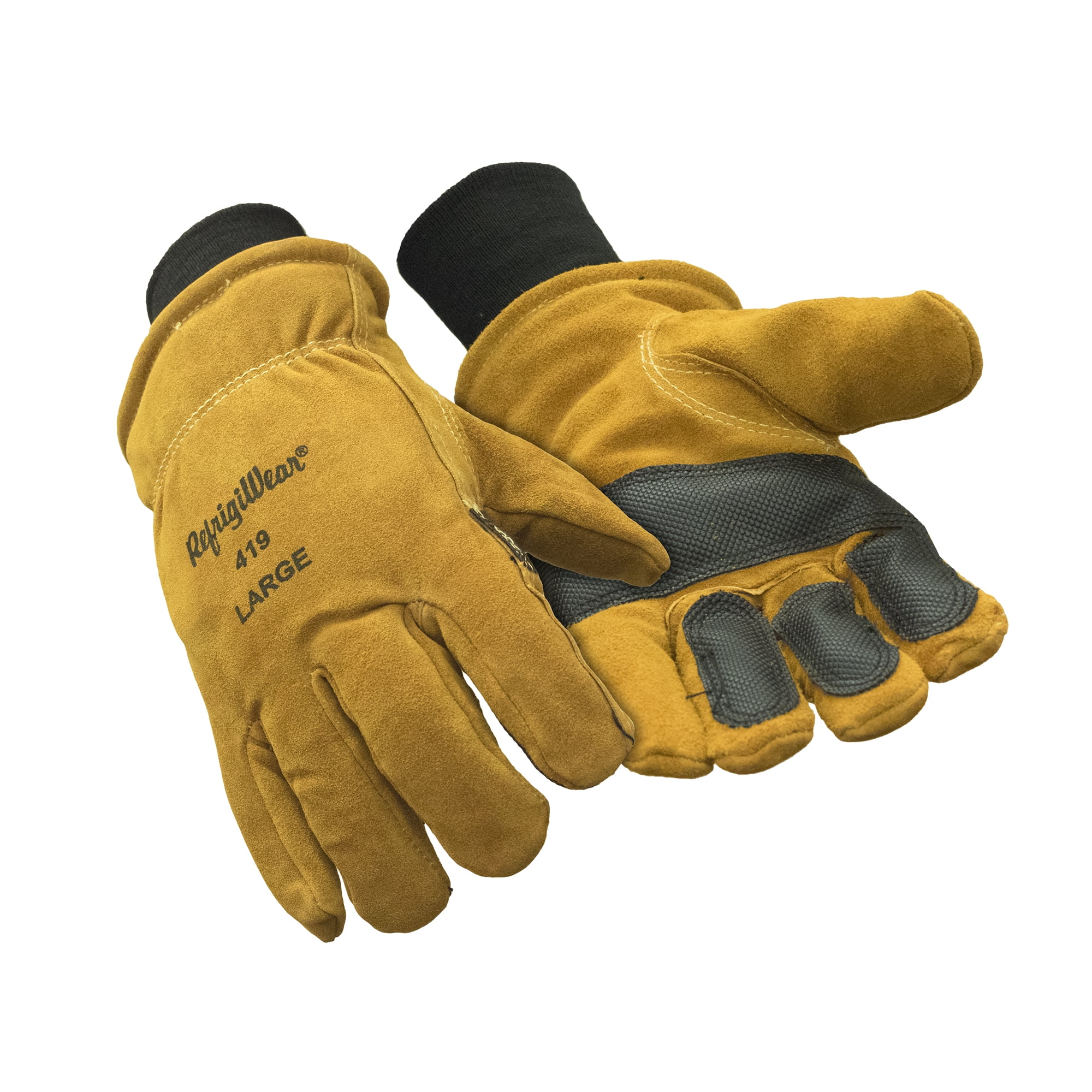 RefrigiWear Warm Fleece Lined Fiberfill Insulated Cowhide Leather Work Gloves Gold Large Walmart