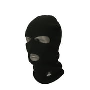 RefrigiWear Warm Double Layer Acrylic Knit 3-Hole Balaclava Face Mask (Black, One Size Fits All)
