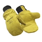 RefrigiWear Warm Fleece Lined Fiberfill Insulated Cowhide Leather Mitten Gloves (Gold, X-Large)