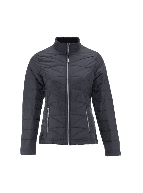 RefrigiWear Women's Warm Lightweight Packable Quilted Ripstop Insulated Jacket (Black, Small)