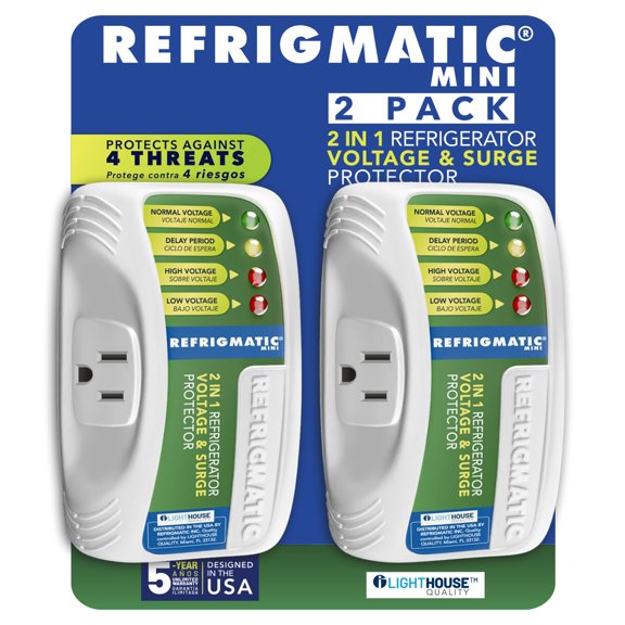 Refrigmatic WS-36300 Electronic Voltage & Surge Protector for Refrigerators Up to 27 cu. ft. Protect Your Refrigerator Against High and Low Voltage, Brownouts and Spikes, (2 Pack) Y101