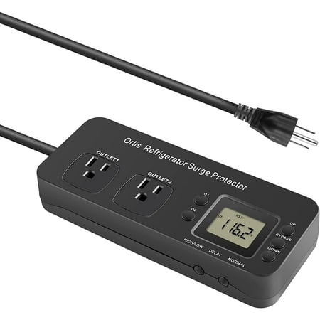 Refrirator Sur Protector, Double Outlet Electronic Sur Protector for Home Appliances with Time Delay & Real-Time Electricity Usa Monitor, Protects All Volta Abnormalities