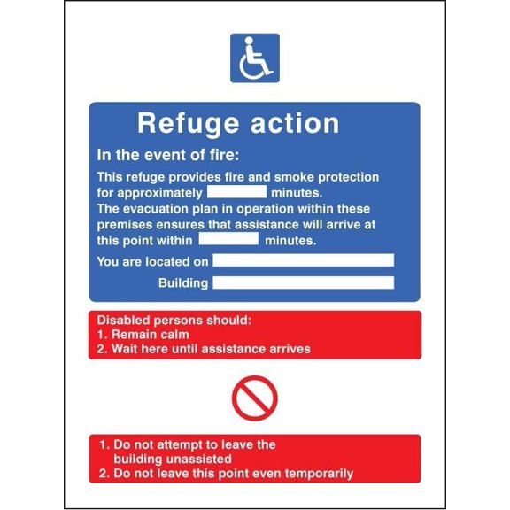 Refuge Fire Action Notice Metal Sign Decorative Wall Plaque, 12 X 8 inch