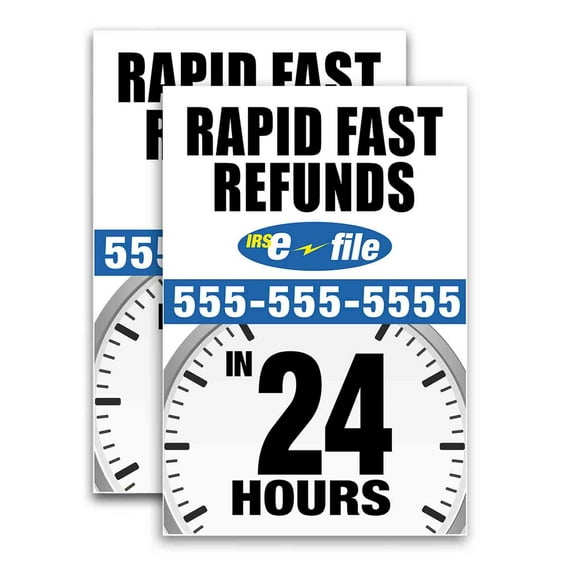 Refunds 24 Hours (24" X 36") Vinyl Decal Only (Pack of 2) |Sign|Sticker|Poster