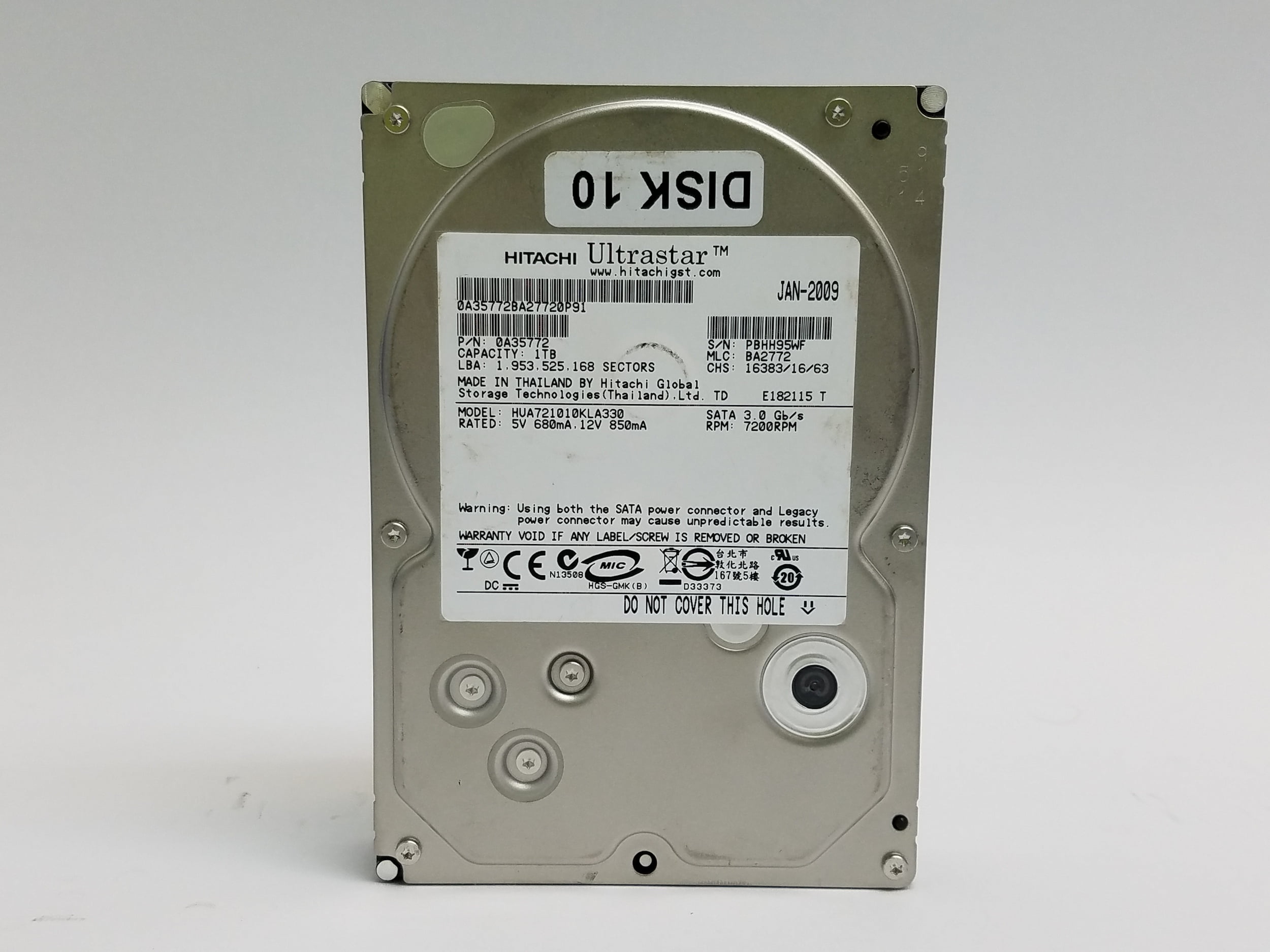 PCパーツ Hitachi hua721010kla330?P/N : 0?a35153?MLC : ba2772?1tb HDS721010KLA330, PN 0A35155, MLC BA2772, Hitachi 1TB SATA