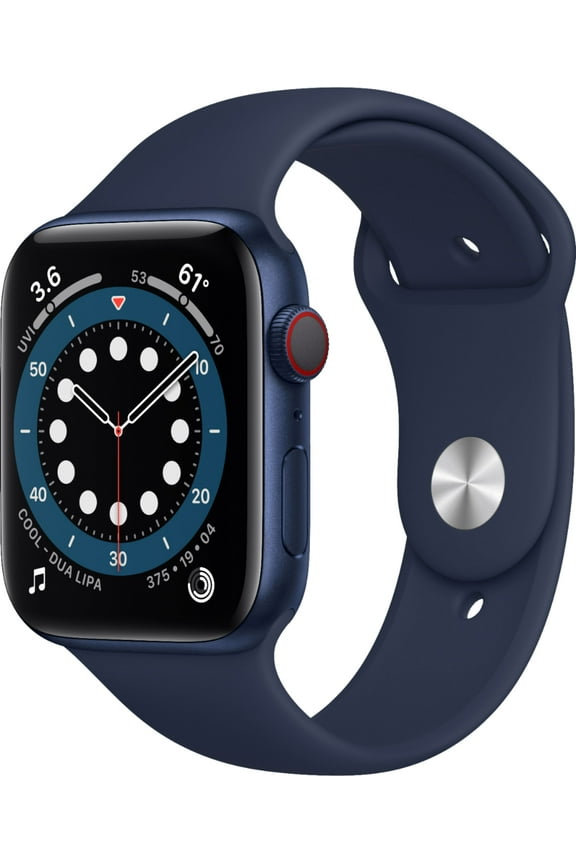 Restored Apple Watch Gen 6 Series 6 Cell 44mm Blue Aluminum - Deep Navy Sport Band 3H308LL/A (Refurbished)