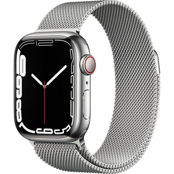 Restored Apple Watch Series 7 (GPS, 41mm) - Silver Stainless Steel Case - Milanese Loop Sport Band (Refurbished)