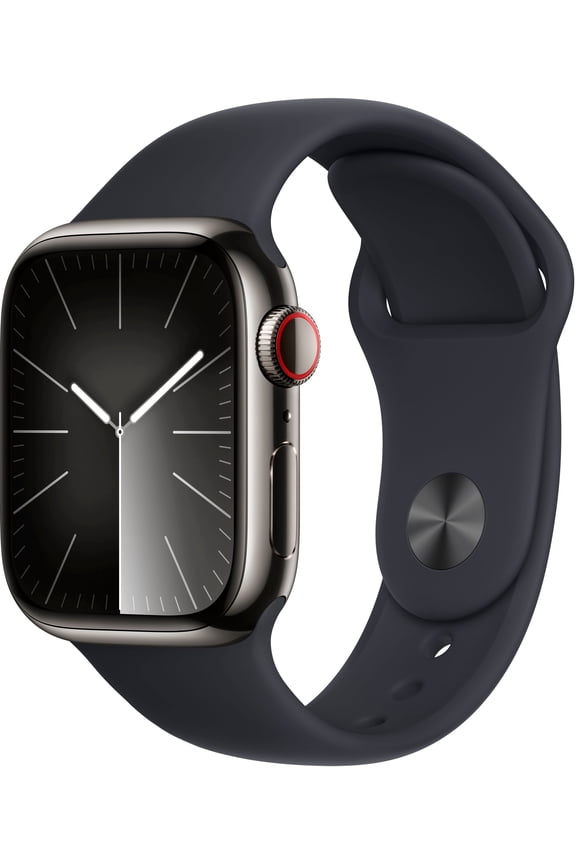 Restored Apple Watch Series 9 (GPS, 41mm) - Graphite Stainless Steel Case - Midnight Sport Band (Refurbished)