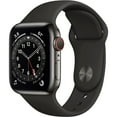 thumbnail image 1 of Restored Apple Watch Series 6 (GPS+Cellular, 40mm) - Graphite Stainless Steel Case - Black Sport Band (Refurbished), 1 of 3