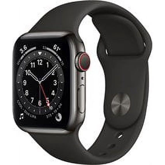 Restored Apple Watch Series 6 (GPS+Cellular, 40mm) - Graphite Stainless Steel Case - Black Sport Band (Refurbished)