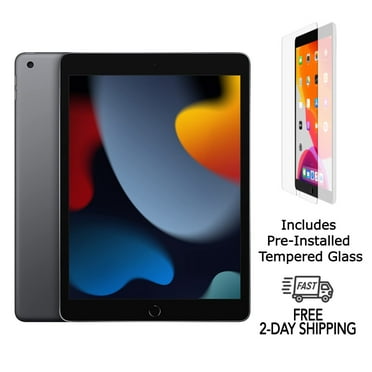 Pre-Owned Apple iPad 9th Gen A2603 (WiFi + Cellular Unlocked) 256GB Space Gray with Pre-Installed Tempered Glass