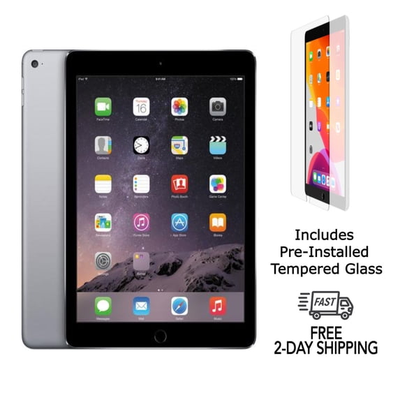 Restored Apple iPad Air 2 A1567 (WiFi + Cellular Unlocked) 32GB Space Gray w/ Pre-Installed Tempered Glass (Refurbished)
