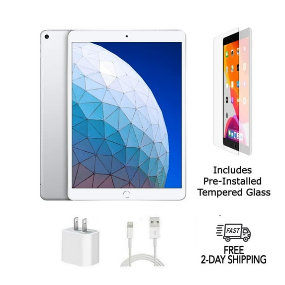 Refurbished Apple iPad Air 3 A2152 (WiFi) 64GB Silver (Grade A+) w/ Pre-Installed Tempered Glass